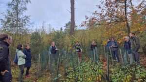 Workshop participants in a forest.